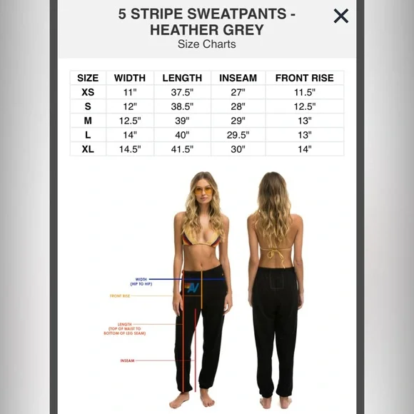 Aviator Nation Gray Joggers with Rainbow Side Stripe 5 SWEATPANTS - Size XSmall - Picture 14 of 14